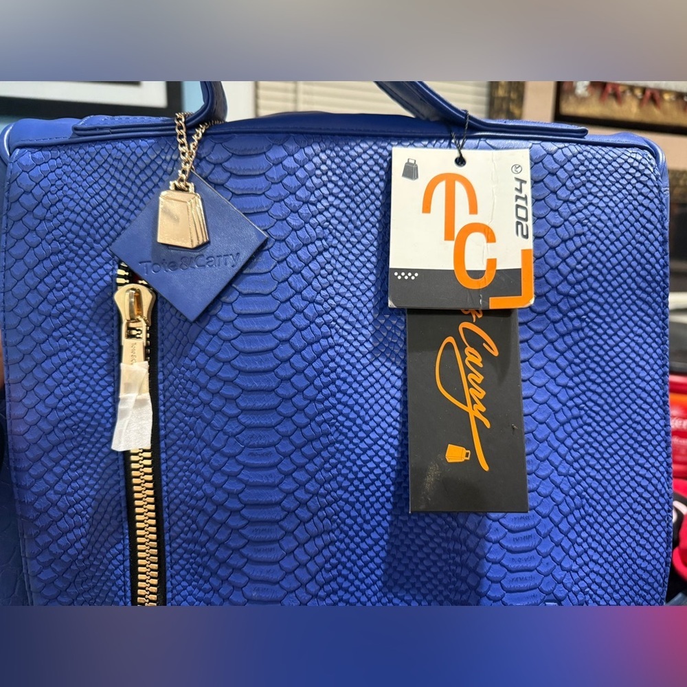 Embossed Blue Backpack by - Picture 7 of 12